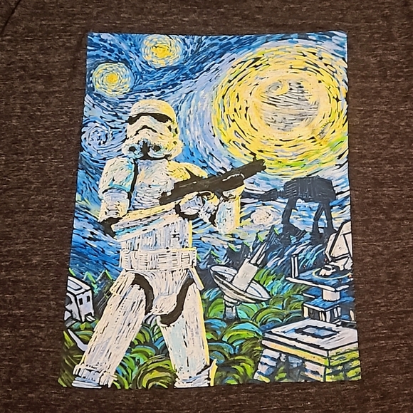 VFIFTHSUN Star Wars stormtrooper Droid Starry Night Van Gogh graphic tee XL - Picture 2 of 5